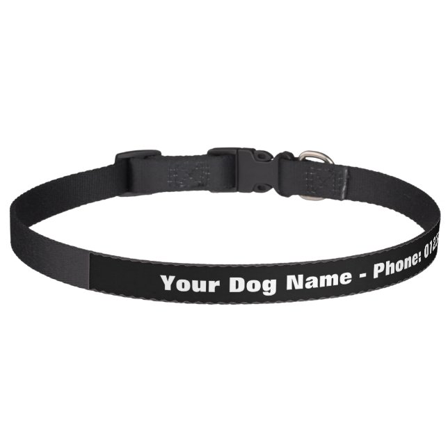 Personalized dog collar with phone number and name (Front)