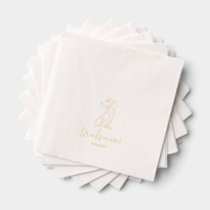 Personalized Dog Dachshund Pet Wedding Gold Foil Napkins