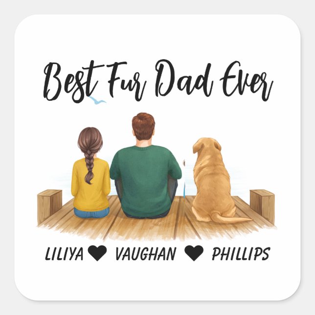 Personalized Dog Dad | Best Dog Dad Ever  Square Sticker (Front)