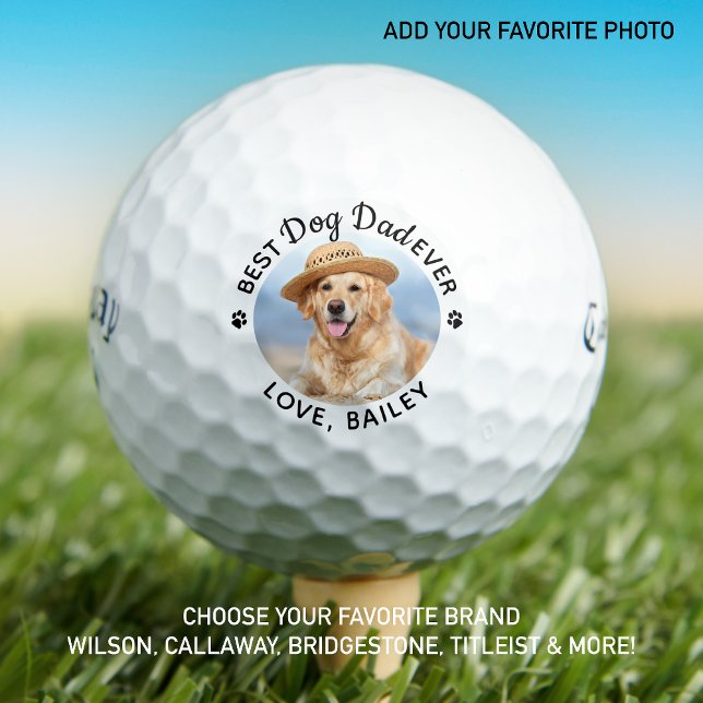 Personalized Dog Dad Best Ever Custom Photo Golf Balls (Creator Uploaded)