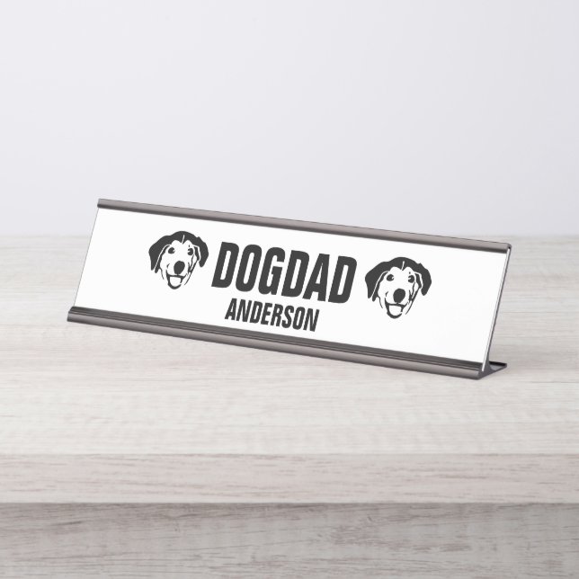 Personalized Dog Dad Custom Desk Name Plate (Front)