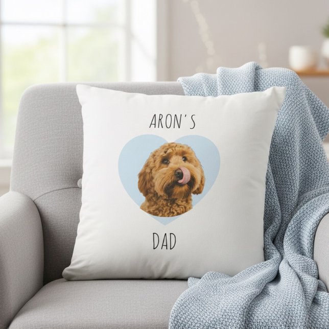 Personalized Dog Dad | Custom Pet Photo Heart Throw Pillow (Creator Uploaded)