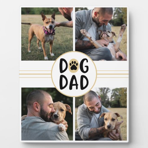Personalized Dog Dad Four Photo  Plaque