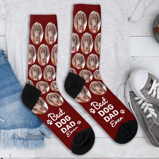 Personalized DOG DAD Fun Cool Pet Photo Collage Socks (Creator Uploaded)