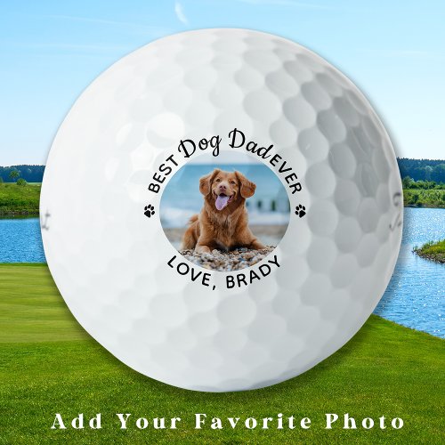 Personalized DOG DAD Modern Pet Photo Golf Balls