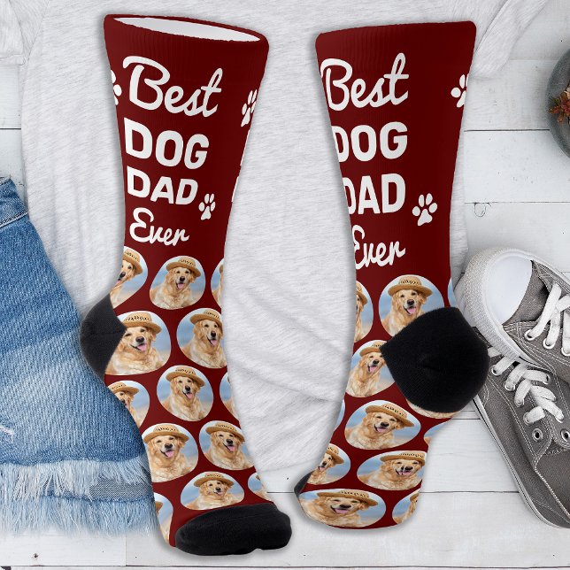 Personalized DOG DAD Pattern Pet Photo Collage Socks (Creator Uploaded)