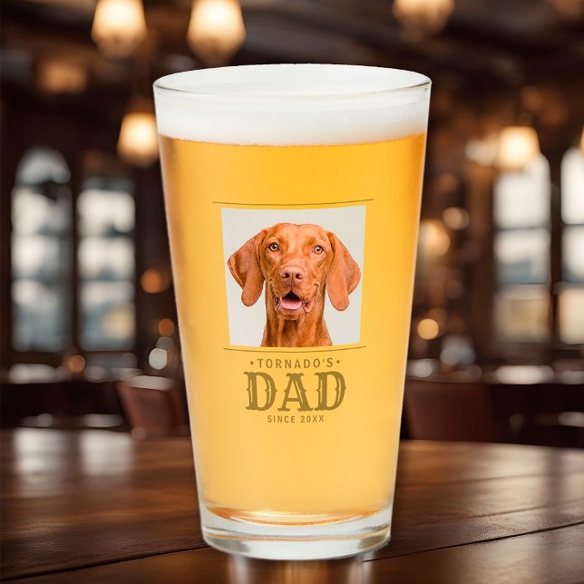 Personalized Dog Dad Pet Photo and Name Glass (Pet Dog Cat Dad Custom Photo Glass)