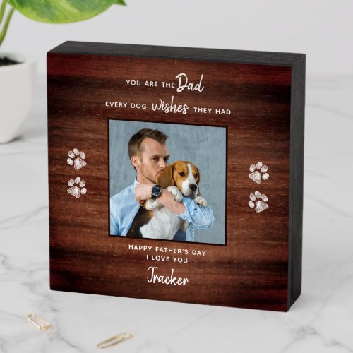 Personalized Dog Dad Pet Photo Fathers Day Wooden Box Sign