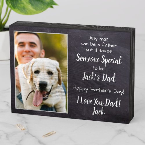 Personalized Dog Dad Pet Photo Fathers Day Wooden Box Sign