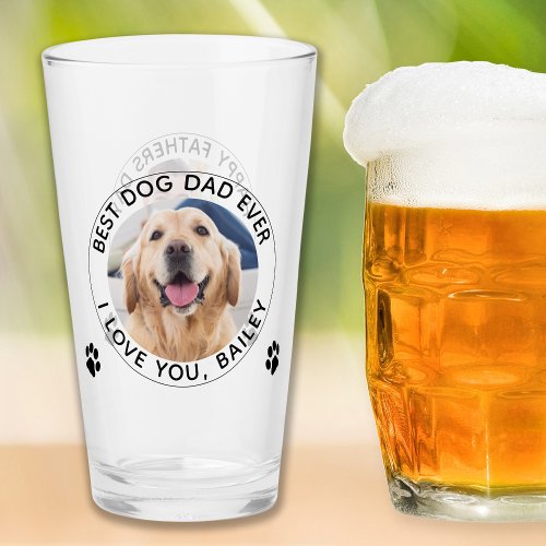 Personalized Dog Dad Pet Photo Happy Fathers Day  Glass