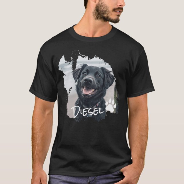 Personalized Dog Distressed Graphic T-Shirt (Front)