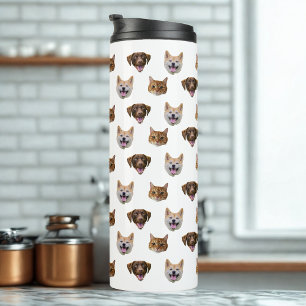 Personalized Dog Face, Dog Cat Mom Photo Gift Thermal Tumbler