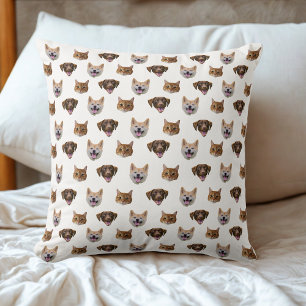 Personalized Dog Face, Dog Cat Mom Photo Gift Throw Pillow