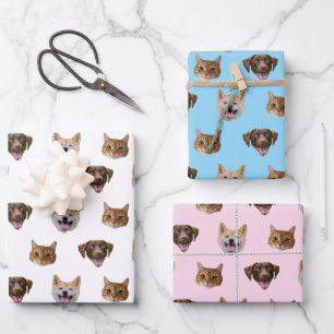 Personalized Dog Face, Dog Cat Mom Photo Gift Wrapping Paper Sheets