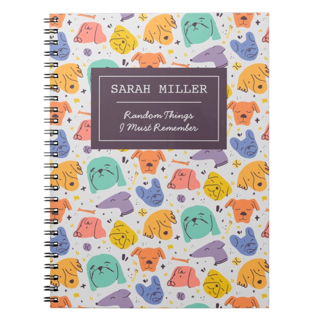 Personalized Dog Face Doodle Pattern Dog Lover Notebook (Front)