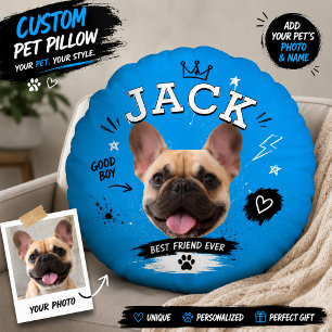 Personalized Dog Face Round Custom Pet Phot Pillow