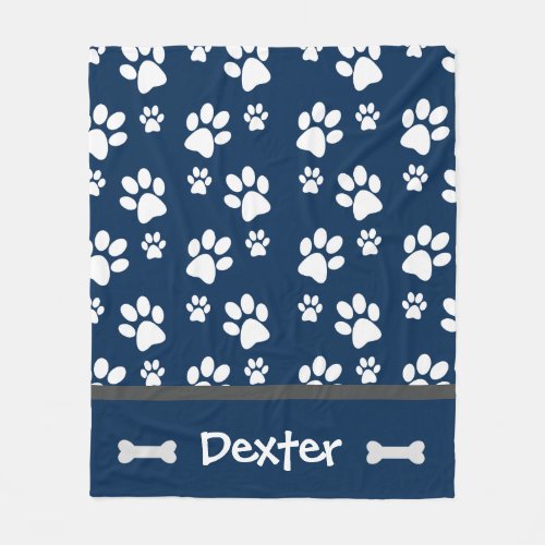 Personalized Dog Gift Paw Prints for Dog Moms Dads Fleece Blanket