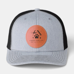 Personalized Dog Grooming Business Leather Patch Hat