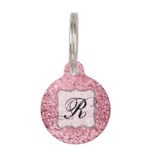 Personalized Dog ID Tag Rose Gold Glitter
