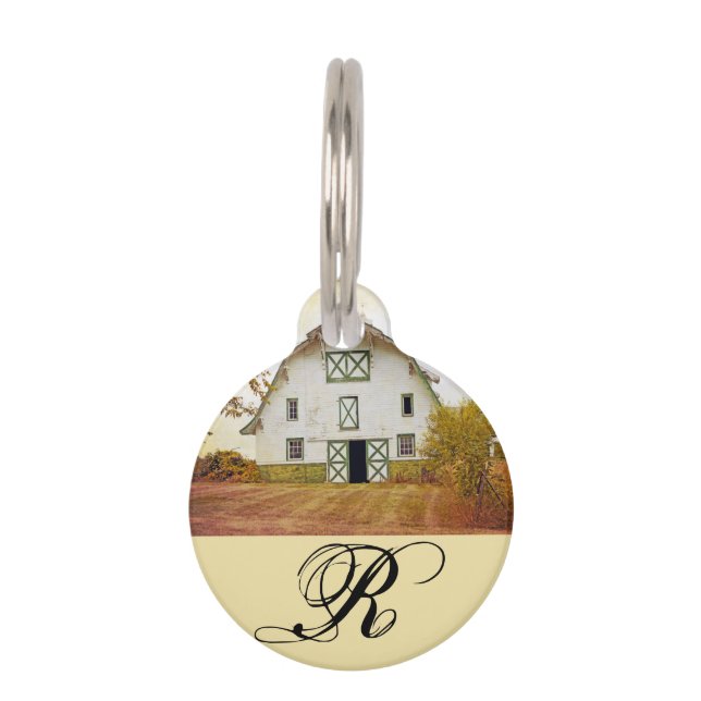 Personalized Dog ID Tag Sunset Barn Country Rustic (Front)