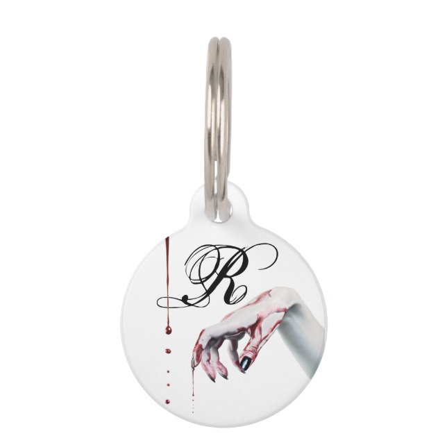 Personalized Dog ID Tag zombie blood drip vampire (Front)