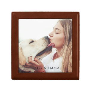 Personalized Dog Kisses Photo Wood Keepsake Box