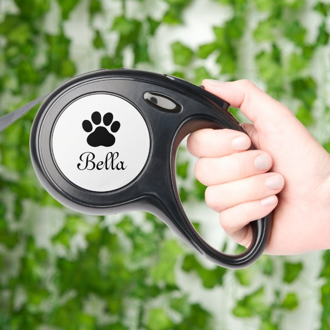Personalized dog leash, Black dog paw Retractable Pet Leash (Hand)