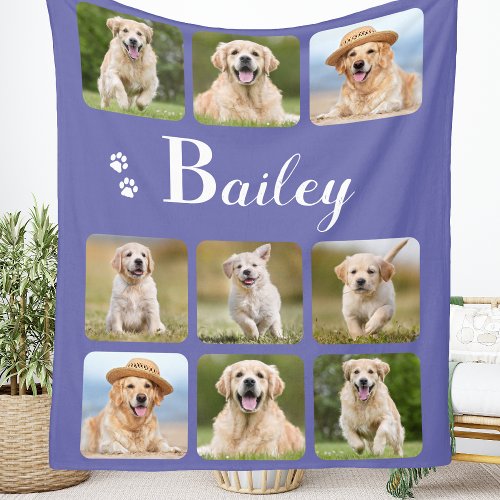 Personalized Dog Lover 9 Pet Photo Collage Fleece Blanket