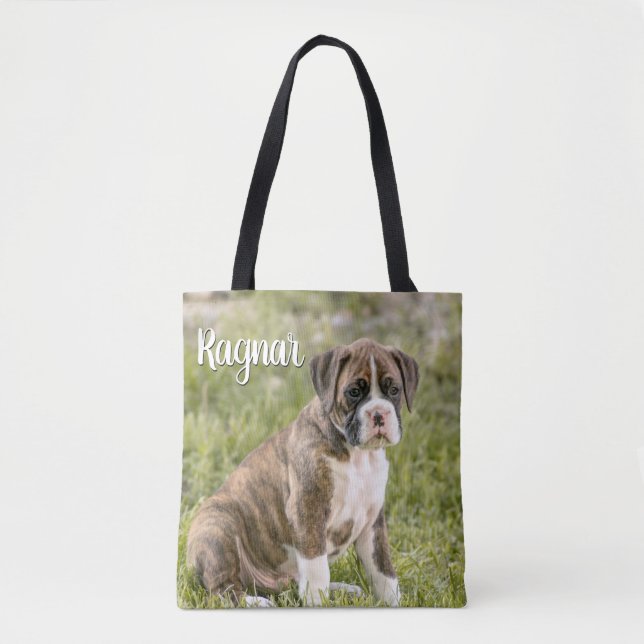 Personalized Dog Lover Gifts - Brindle Boxer Dog Tote Bag (Front)