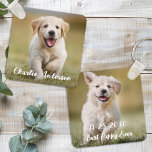 Personalized Dog Lover Keepsake Modern Pet Photo Keychain<br><div class="desc">Are you a proud pet parent looking to carry a piece of your furry friend with you wherever you go? Our Double-Sided Photo Keychain is the perfect accessory to showcase the love you have for your beloved dog or puppy. Double-Sided Design: Display two of your favorite photos—one on each side....</div>