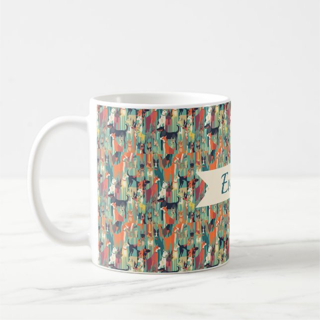 Personalized Dog Lover Name Seamless Pattern Mug (Left)