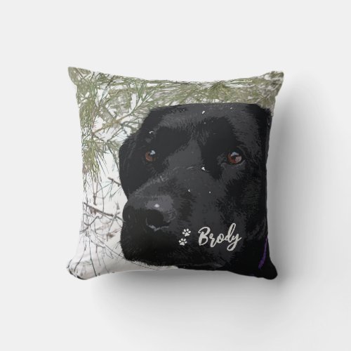 Personalized Dog Lover Paw Print Modern Pet Photo Throw Pillow