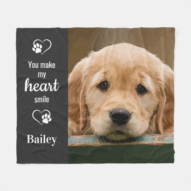 Personalized Dog Lover Pet Photo Keepsake Fleece Blanket (Front (Horizontal))