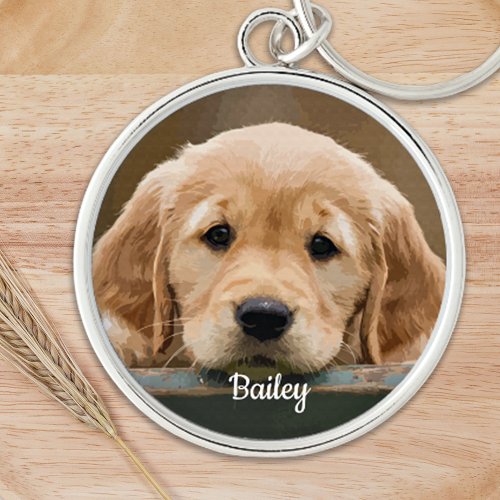 Personalized Dog Lover Simple Photo Pet Memorial Keychain