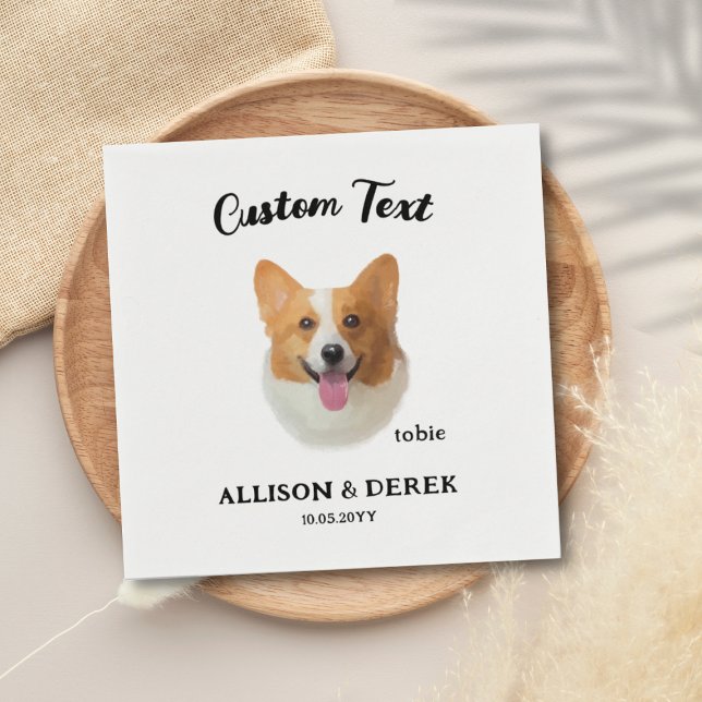 Personalized Dog Lovers Pet Name Corgi Wedding  Napkins (Creator Uploaded)
