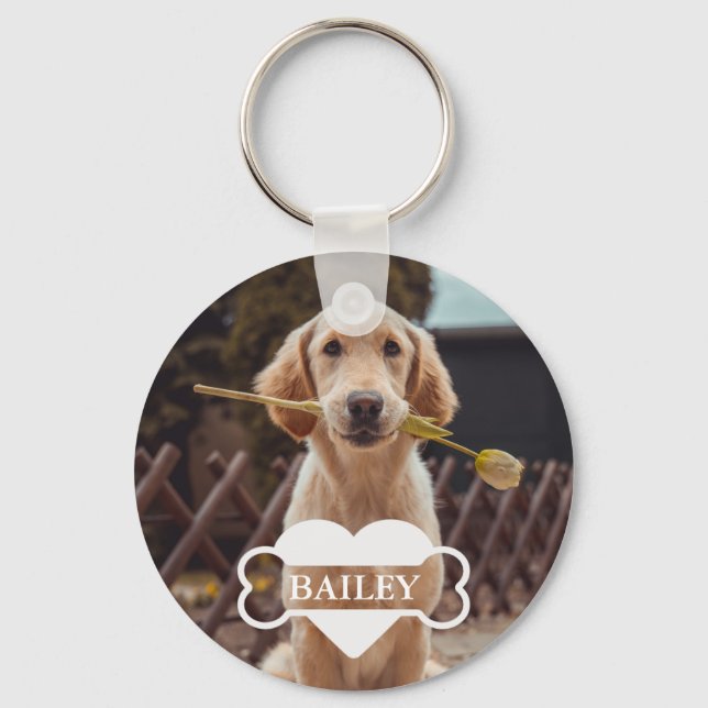 Personalized Dog Lovers Pet Photo Keepsake Keychain (Front)