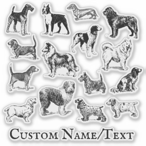 Personalized Dog Lovers Vintage Breeds Sticker