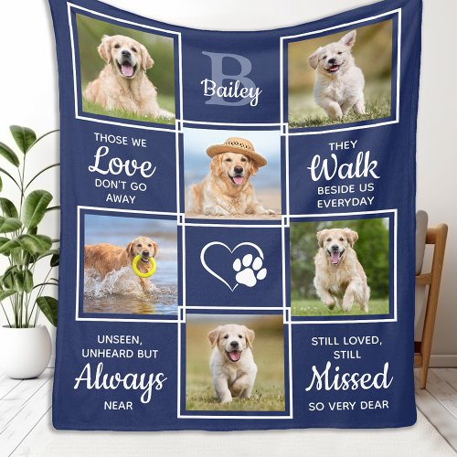 Personalized Dog Memorial Gift _ Pet Photo Collage Fleece Blanket