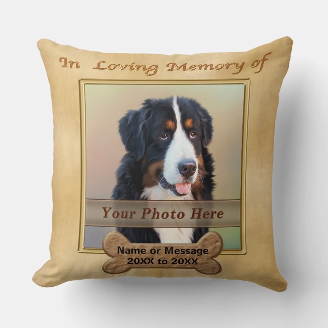 Personalized DOG Memorial Ideas, 2 Photos, Text Throw Pillow (Front)