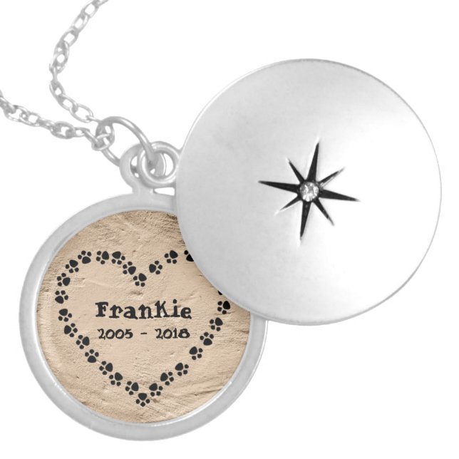 Personalized Dog Memorial Locket Necklace (Front)