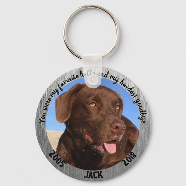 Personalized Dog Memorial My Favorite Hello Keychain (Front)