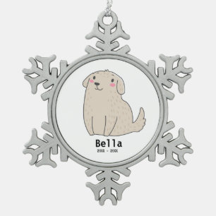 Personalized Dog Memorial Ornament, Photo Keepsake Snowflake Pewter Christmas Ornament
