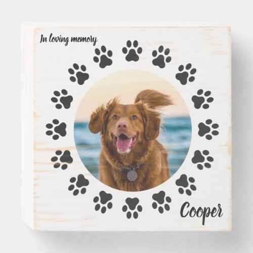 Personalized dog memorial paw prints wooden box sign