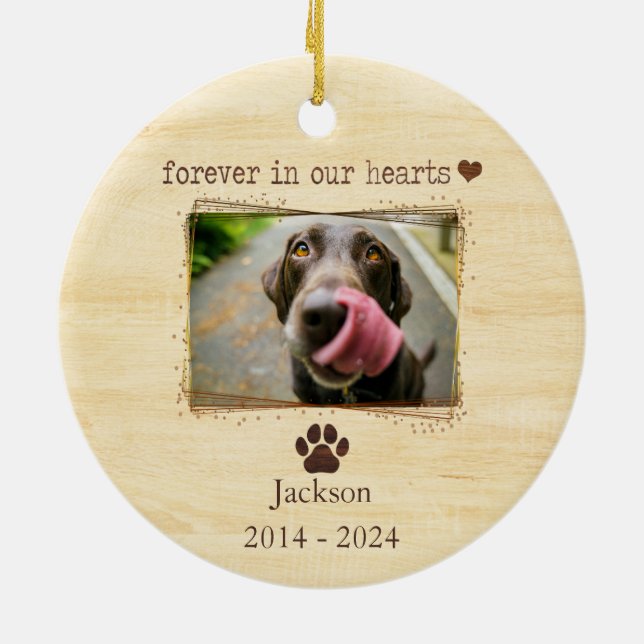 Personalized Dog Memorial Photo Ceramic Ornament (Back)