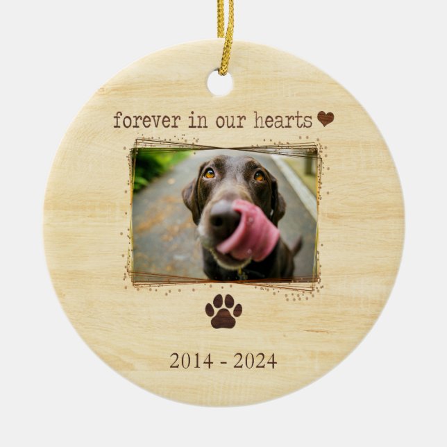 Personalized Dog Memorial Photo Ceramic Ornament (Front)