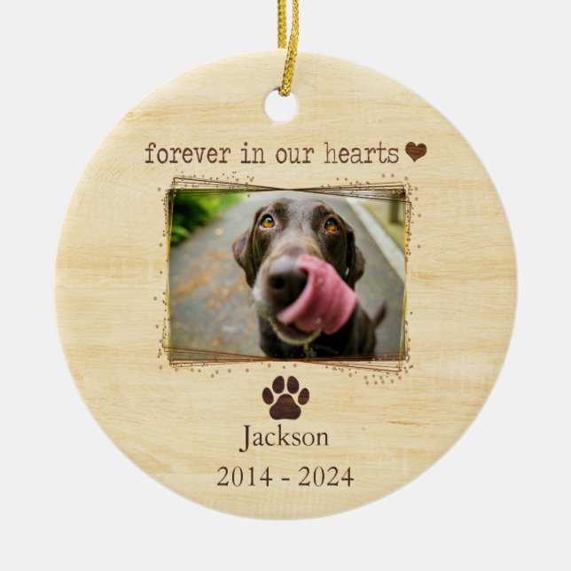 Personalized Dog Memorial Photo Ceramic Ornament (Front)