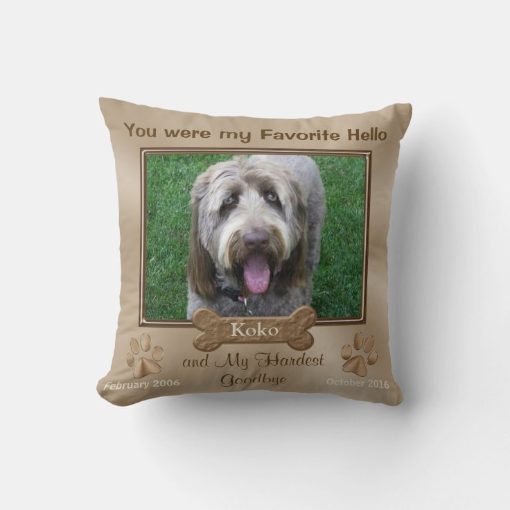 Personalized Dog Memorial Pillow PHOTO and TEXT Zazzle