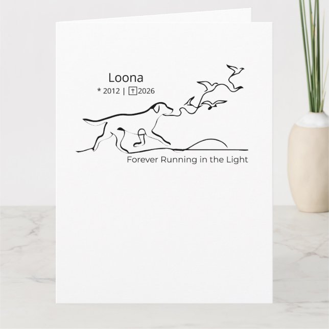 Personalized Dog Memorial Sympathy Line Art Card (Front)