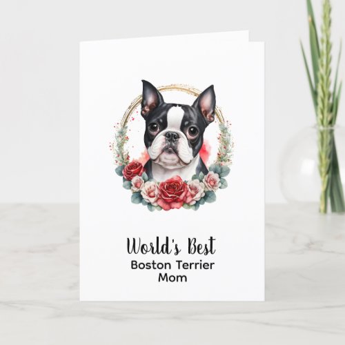  Personalized Dog Mom Boston Terrier Mothers Day  Holiday Card