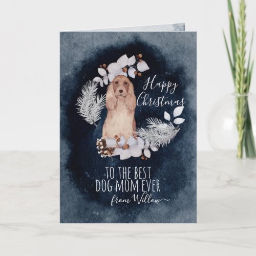 Personalized Dog Mom Cocker Spaniel Christmas Holiday Card
